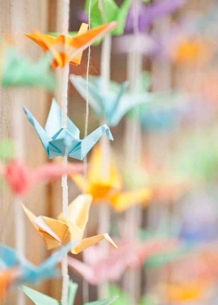 Colorful Paper Crane Hanging