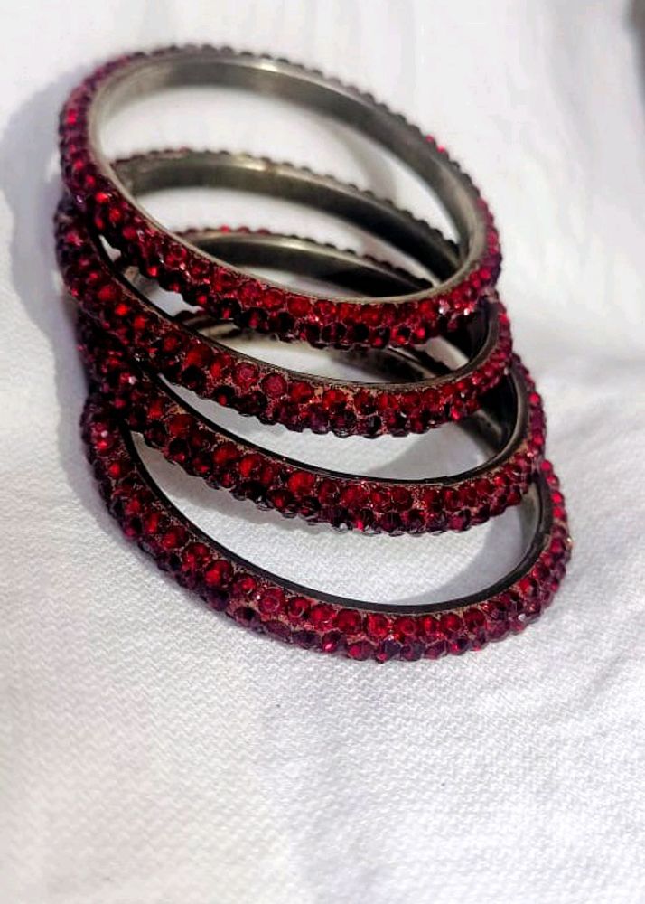 Beautiful Maroon Stone Bangles