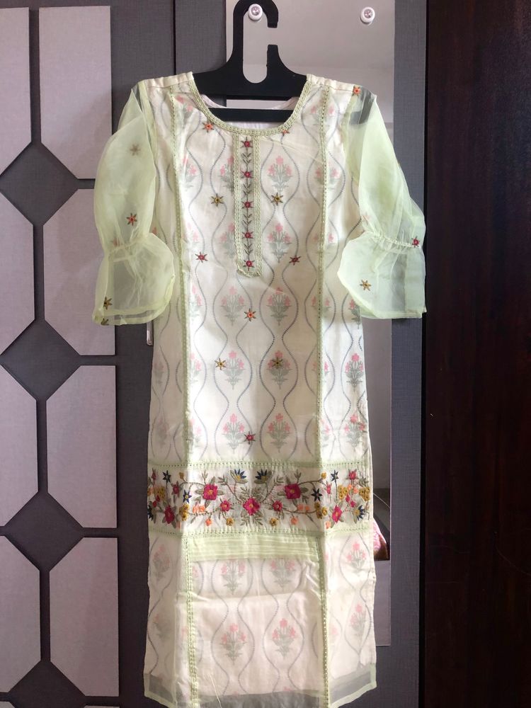 Beautiful Embroidered Net Kurti With Lining