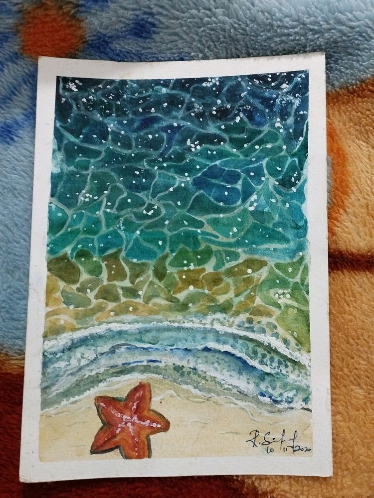 Starfish At Sea Water Colour Painting 🌊 ⭐