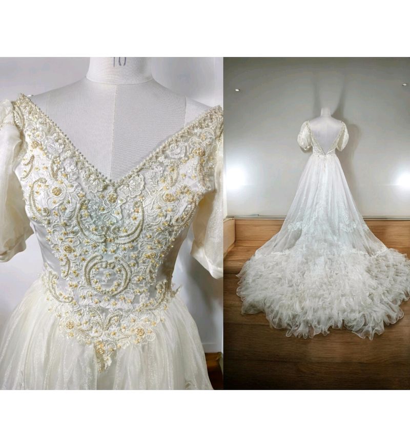 Vintage Ruffled Wedding Dress