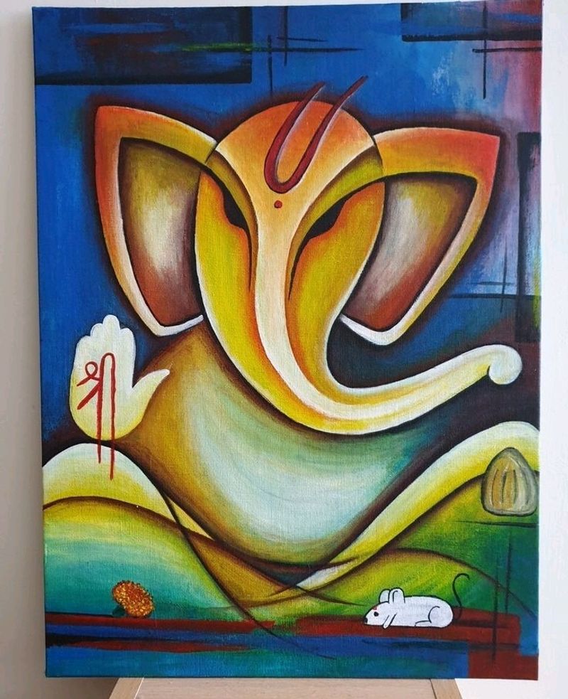 Two Beautiful Acrylic Ganesha Painting Combo