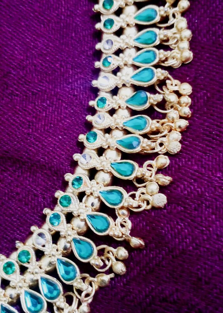 Eid Special Golden N Green  Kundan Necklace