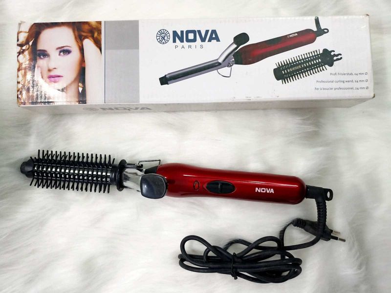 NOVA Women Iron Rod Brush Styler Hair Care Curler