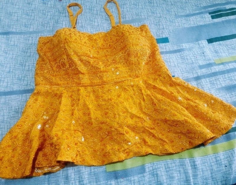 Gold Shimmer Party Wear Padded Top