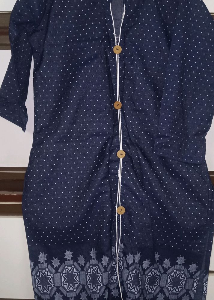 Navy Blue Kurtha With Full Sleeves