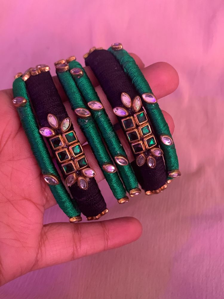 2 Pairs ( 6 Silk Thread Bangles)