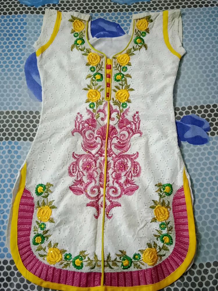 White Yellow Kurti