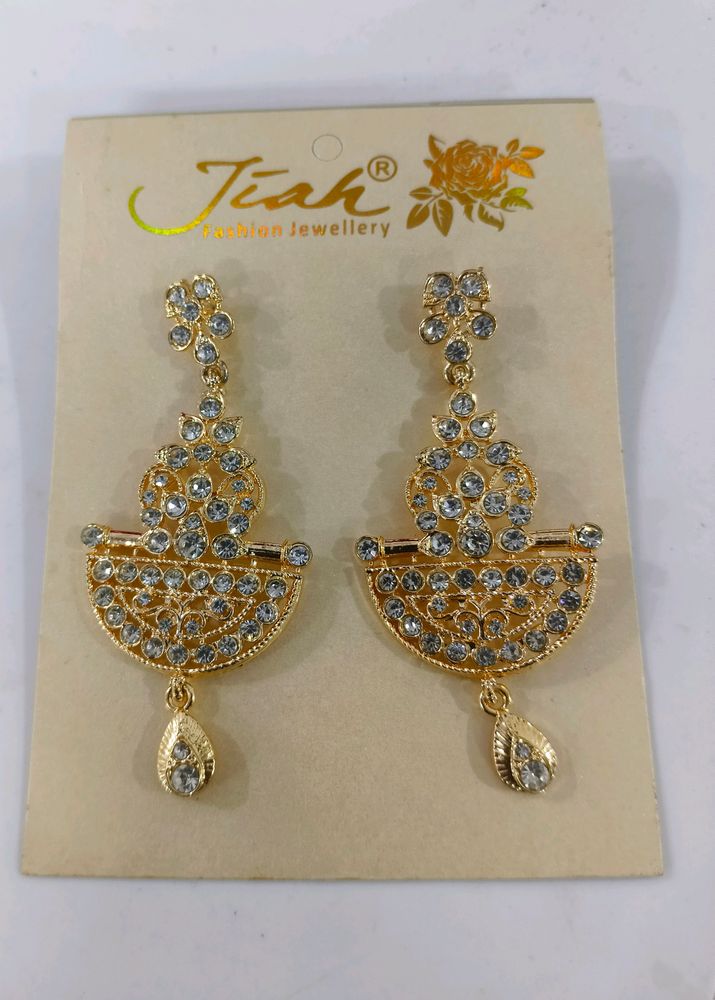 Gold Plated Crystal Dangle Earrings