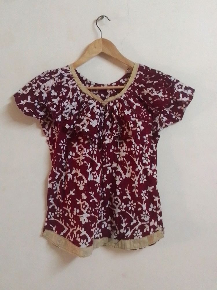 Beautiful Maroon Batic Print Top