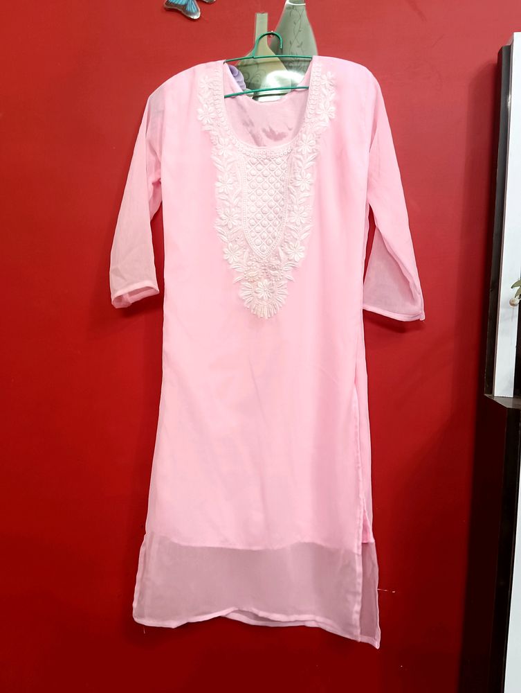 Baby Pink Chikankari Kurti