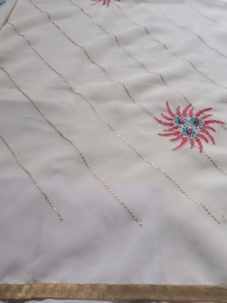 Off White Thread Work Saree