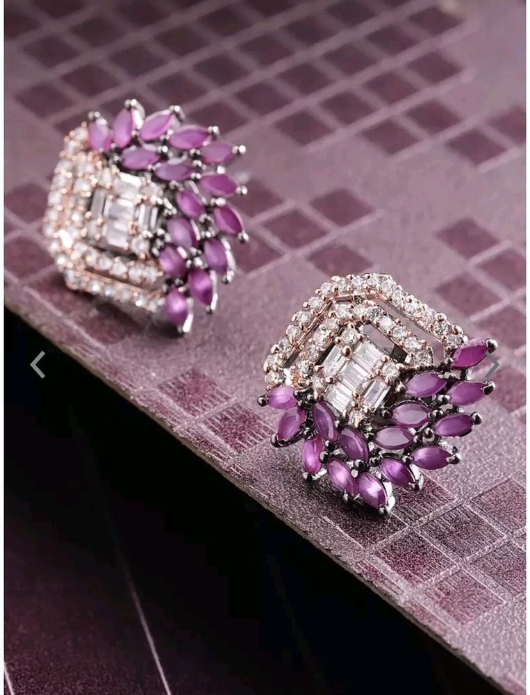 Rose Gold plated American Diamond- Studded Studs