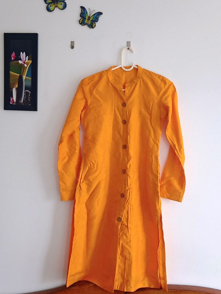 Yellow Silk Kurta Completely New