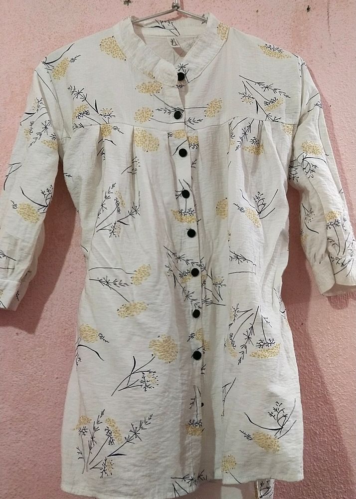 White Flower Print Shirt