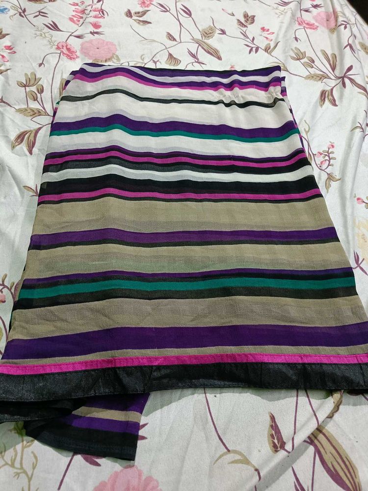 Daily Wear Striped Saree With Blouse