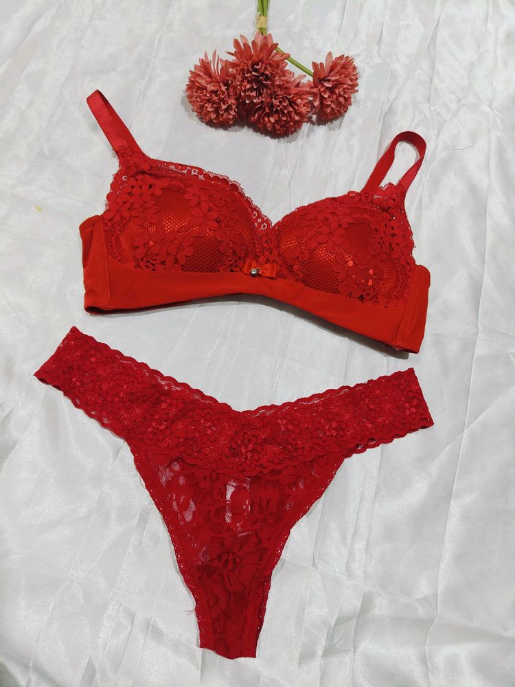 Sexy  ♥️ Red Bra Penty Set For Bride