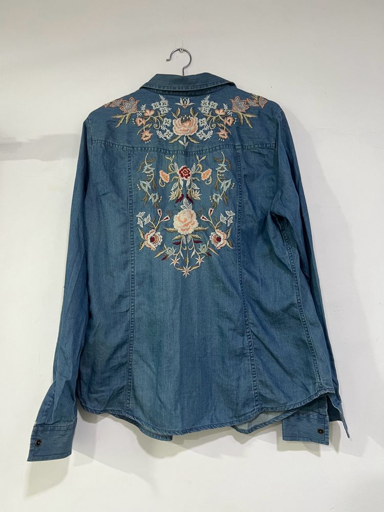 Light Weight Embroidered Denim Shirt