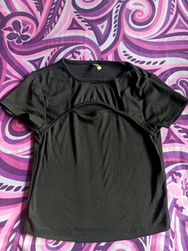 Black Boat Neck Top