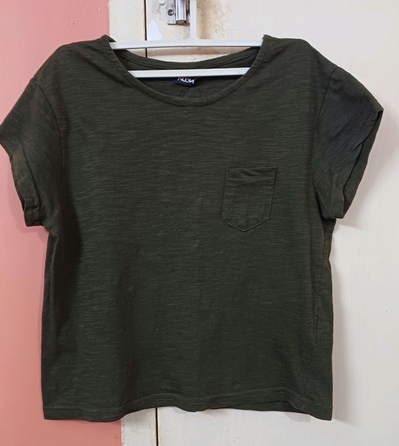 Olive Green Cropped T-shirt