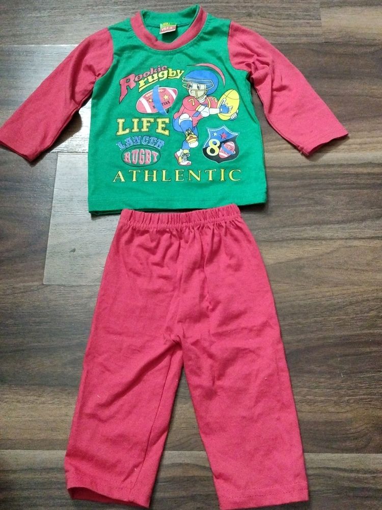 Cotton Full Tshirt Pant Set For 0-3 Month Babies