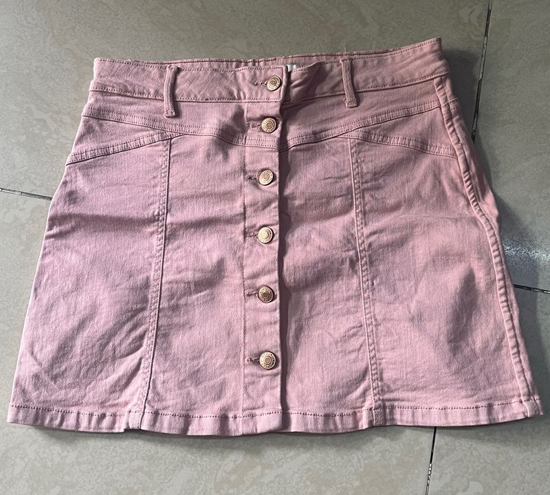 Pink Scirlt With Buttons In Front