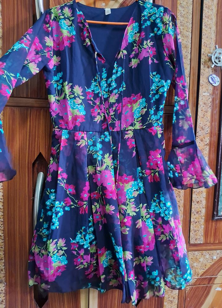 Pretty Pink And Blue Floral Dress