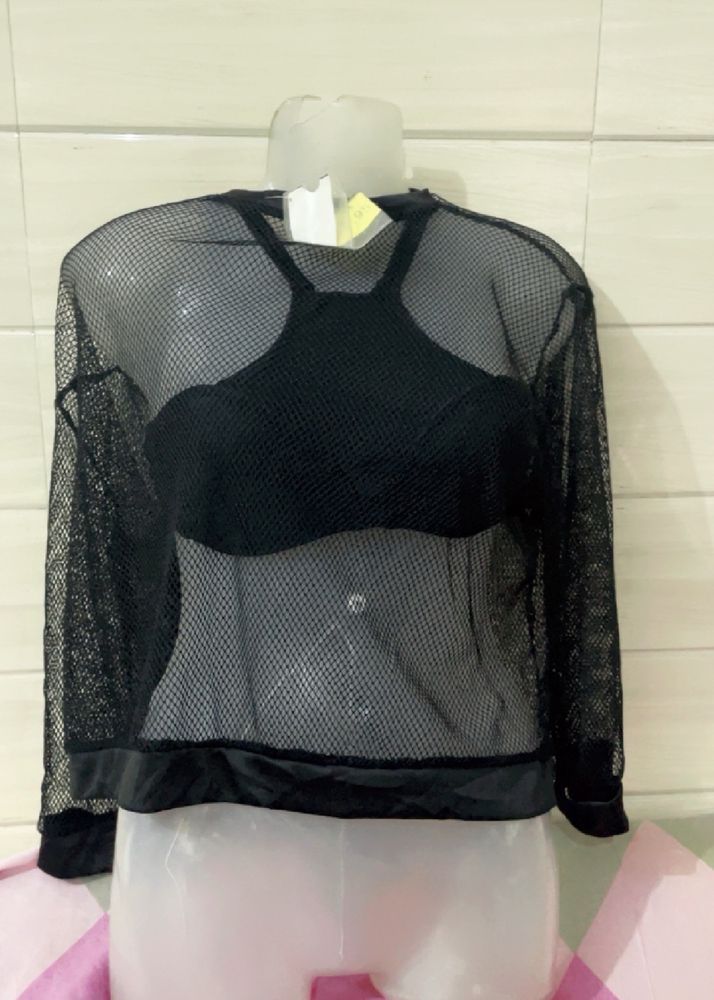 NEW WITH TAG BLACK MESH TOP