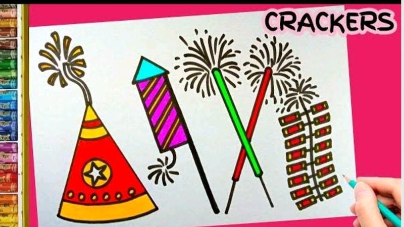 crackers drawing in Diwali 🪔🎇