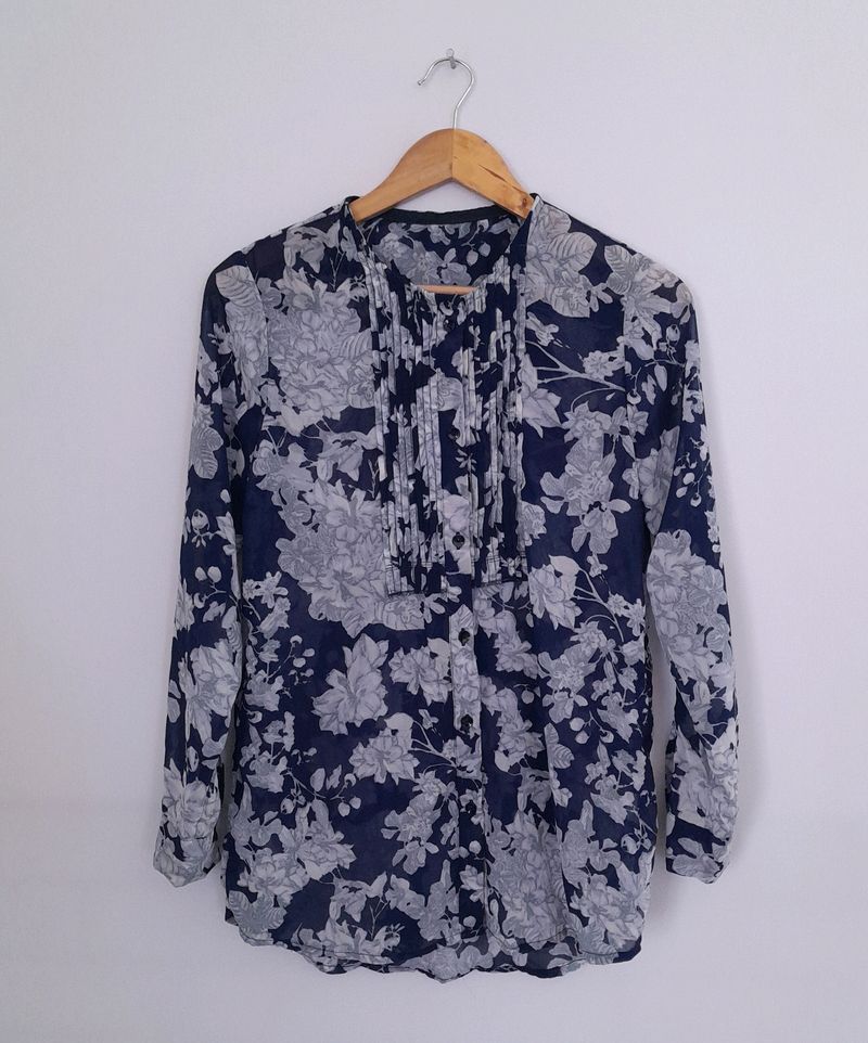 Navy Blue Printed Top (Women's)