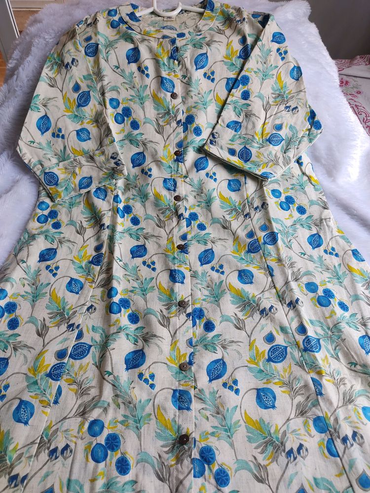 🟢🔵Super Khadi Cotton A Line Kurti💞✨With Pockets