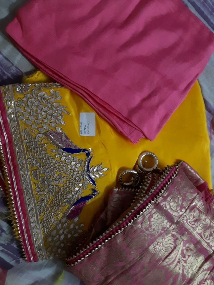 Karwachauth Special Pure Upada Suit With Handwork