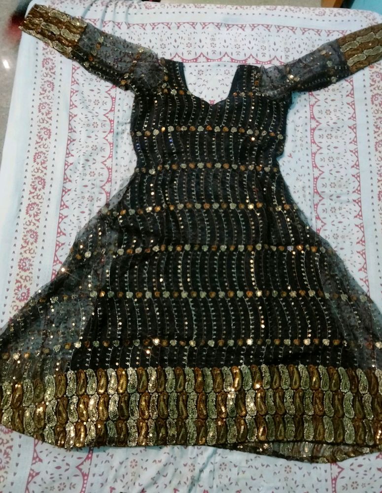 🖤 Net Black Gheredar Kurta,🥰 Never Used