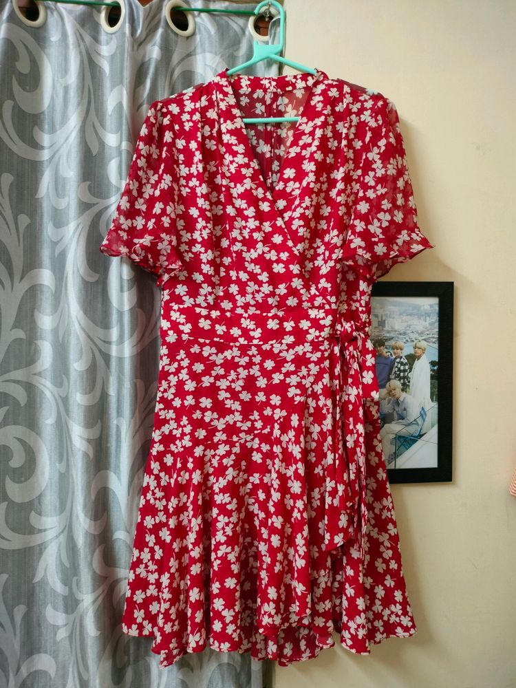 Red floral dress