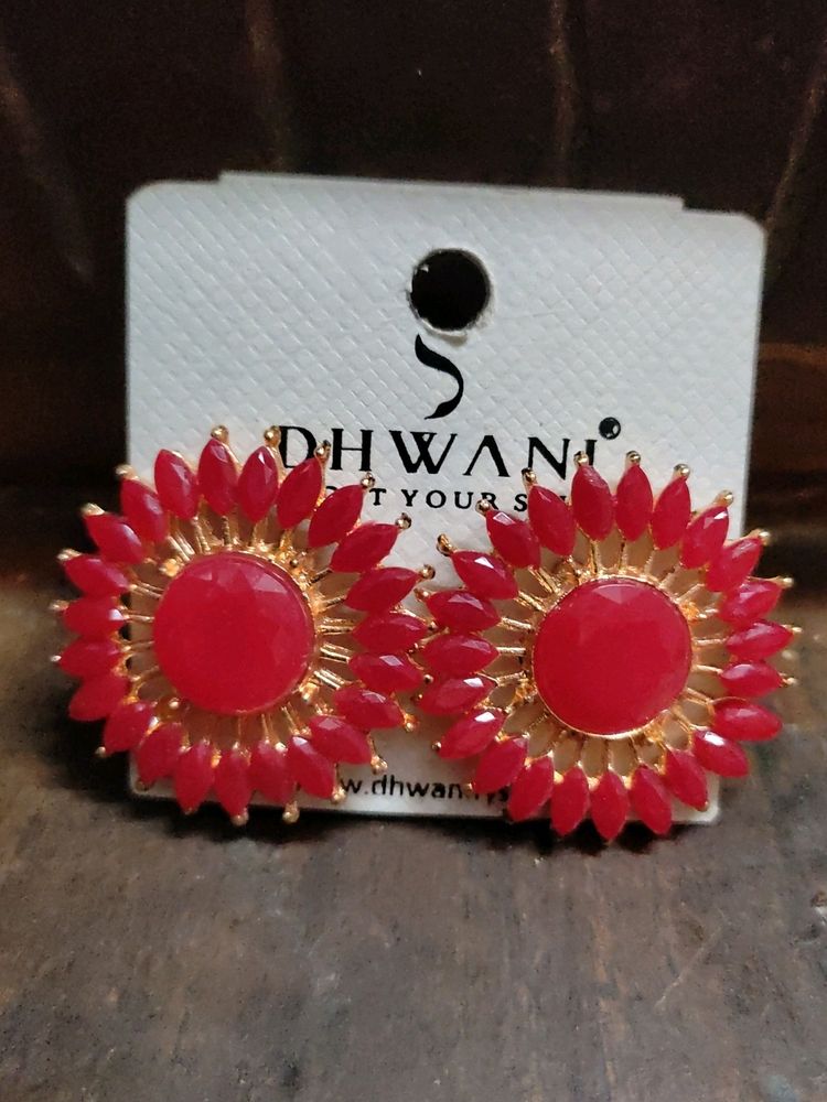 Beautiful Red Colour Earrings For Festive Occasion