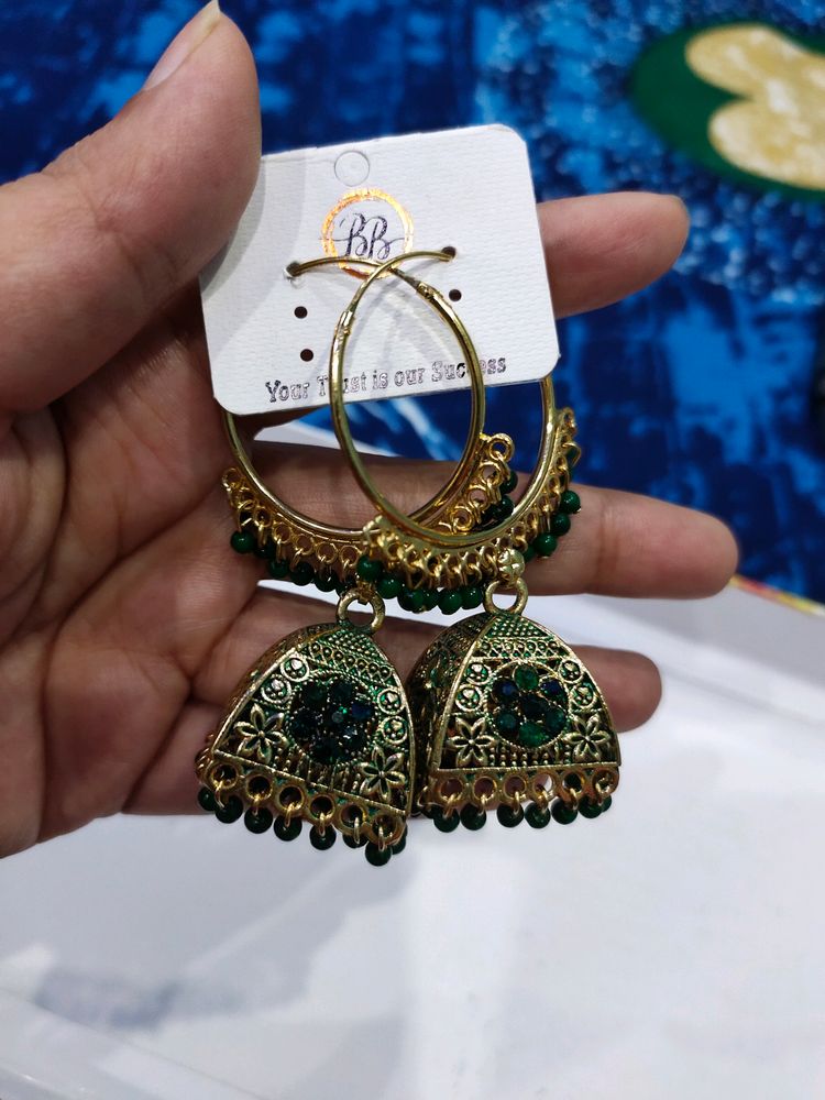 Green Artificial Jhumka 💚