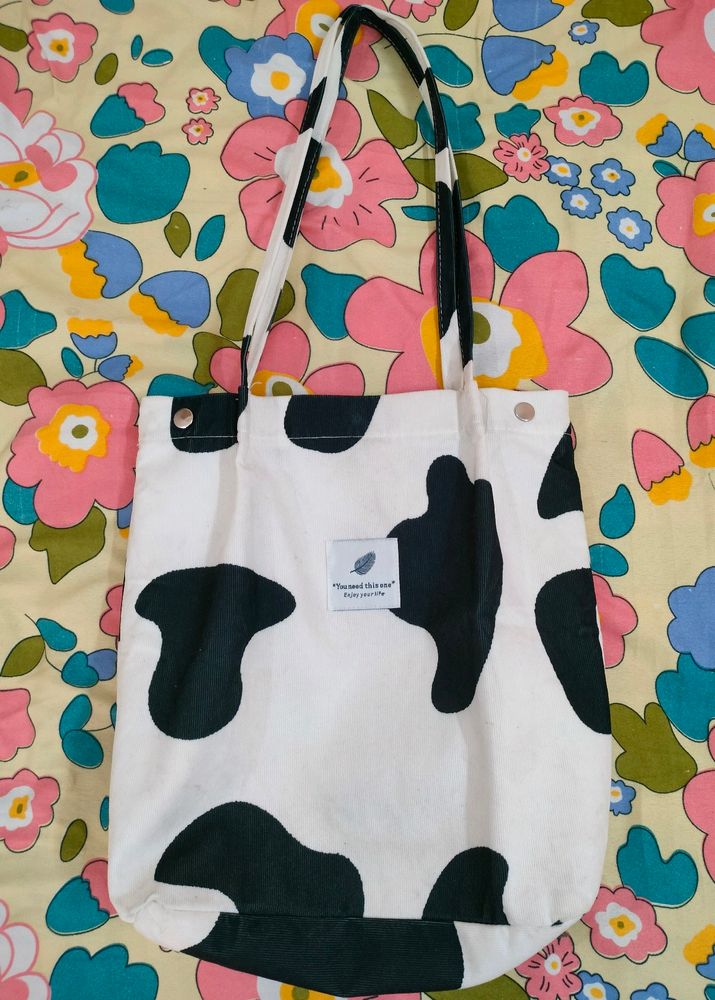 Cow Print Trendy Tote Bag For College Girls