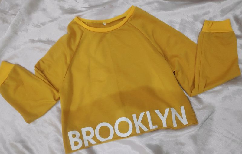 Brooklyn Yellow Crop Sweatshirt