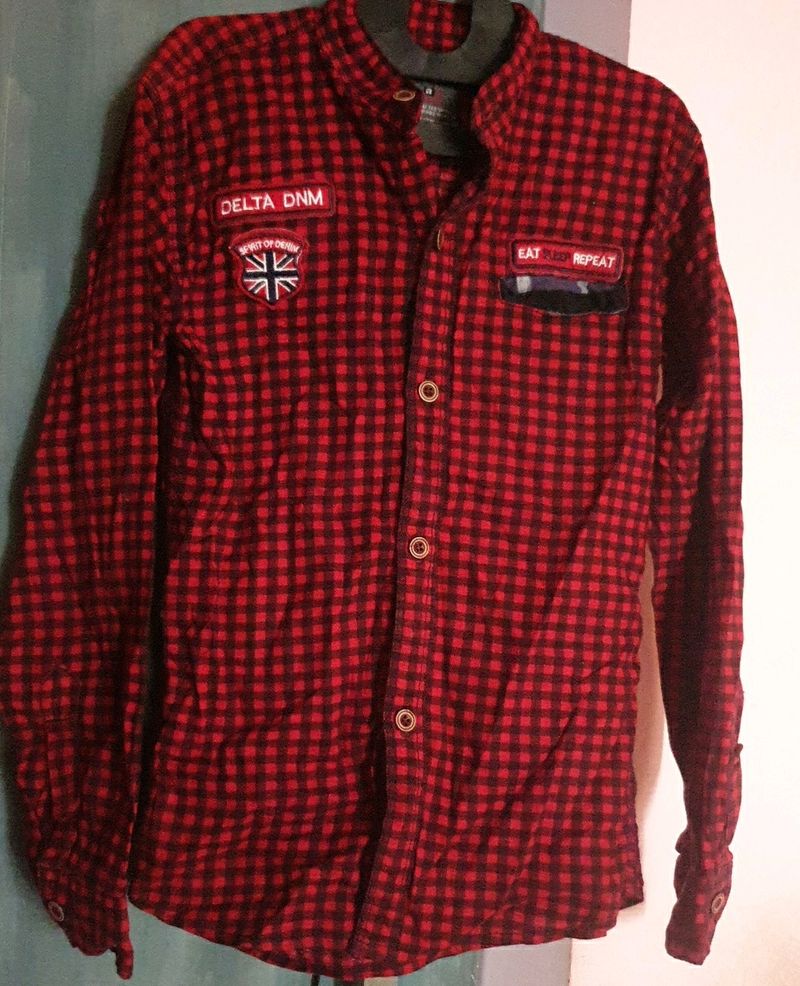 Boys Red Colour Checks Shirt