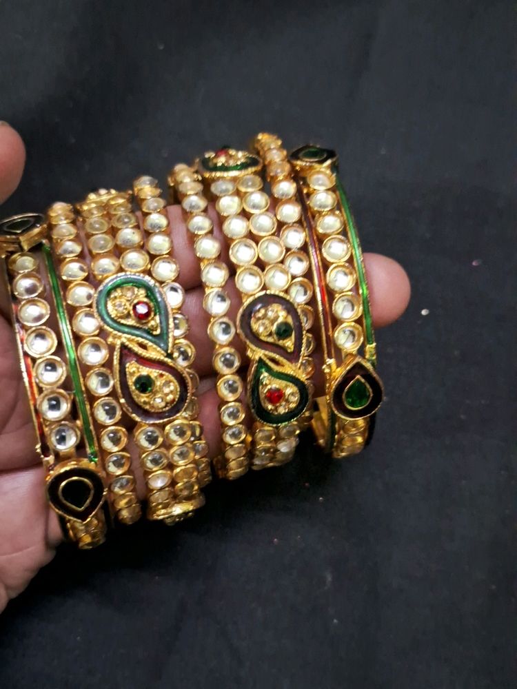 Kundan Bangles Set 2.8 Sz