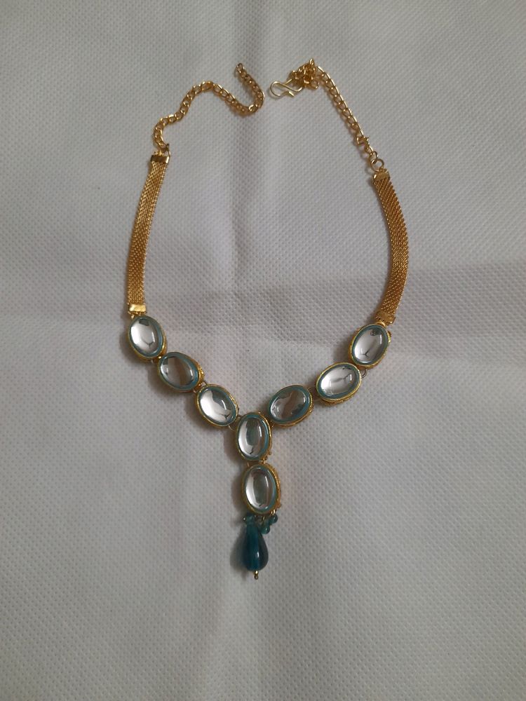 Blue Enamel with Stones and Kundan Dual Necklace