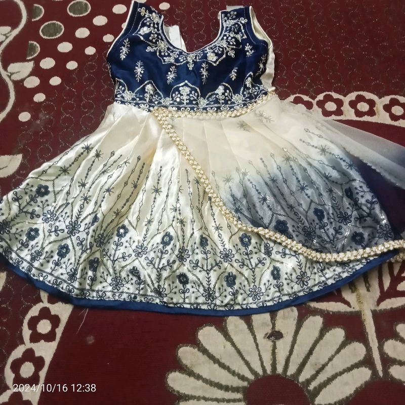 Party Wear Girl Baby Dupatta Attached Frock