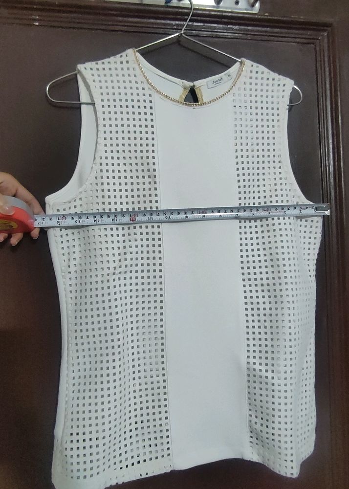 Women White Net Top