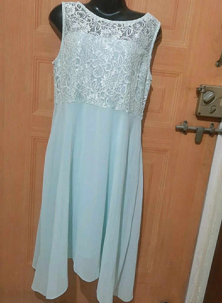 Light Sky Blue Lace and Chiffon Party  Dress.