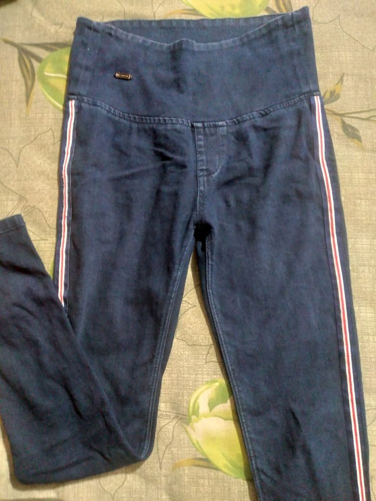 Navy Blue With White And Red Line Jean