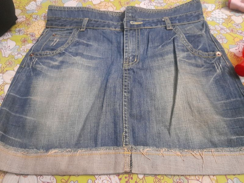 Denim Tied Fiting Skirt