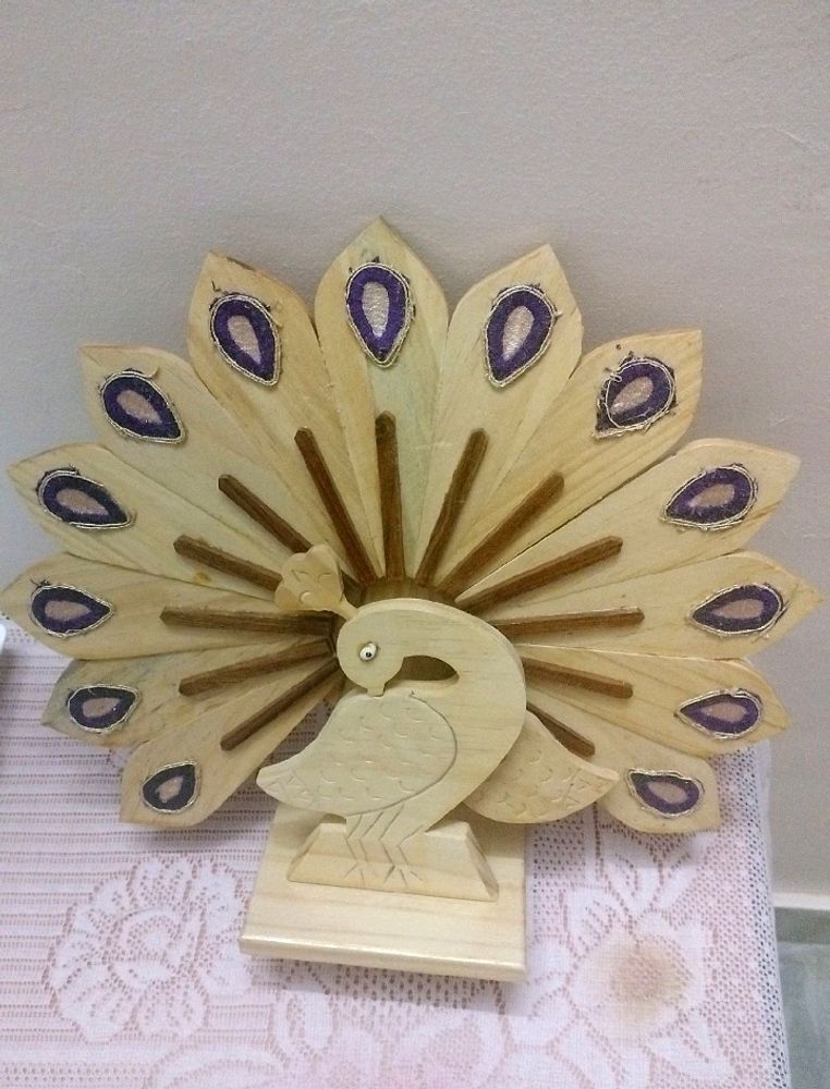Wooden Peacock Design Showpiece For HomeDecoration