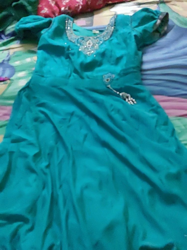 Women Sea Green Ethnic Frock