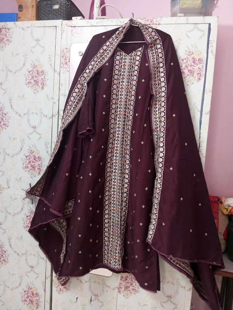 Wine Color Kurta Set