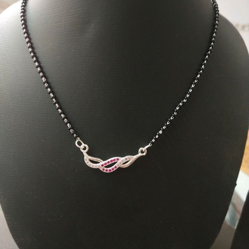 Pure Silver Pink CZ Infinity ♾️ Mangalsutra